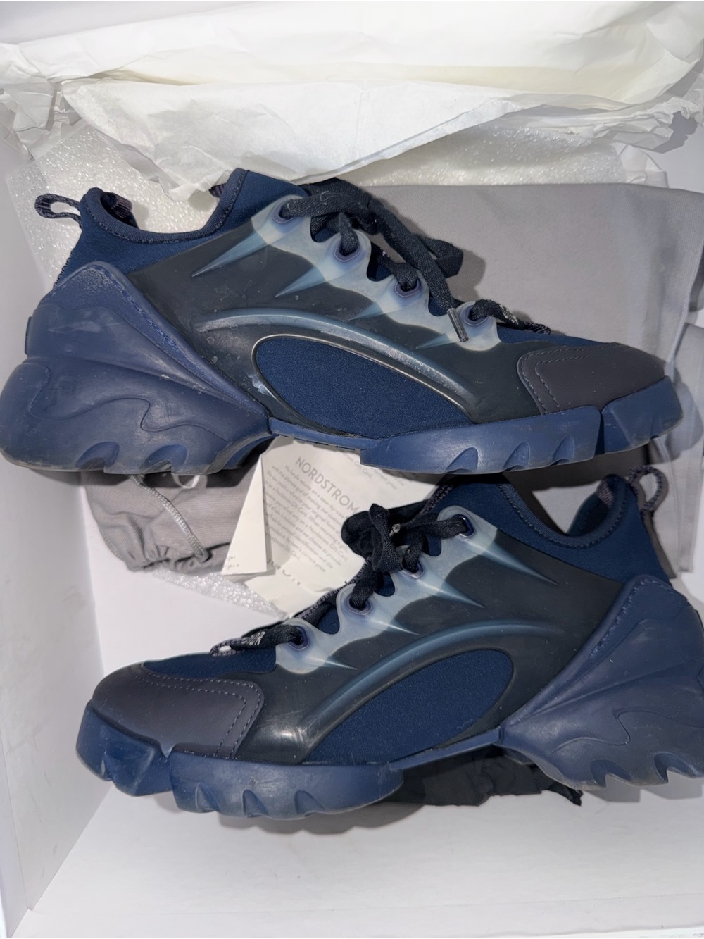 Dior Men's Navy Blue Chunky Lace-Up Sneakers